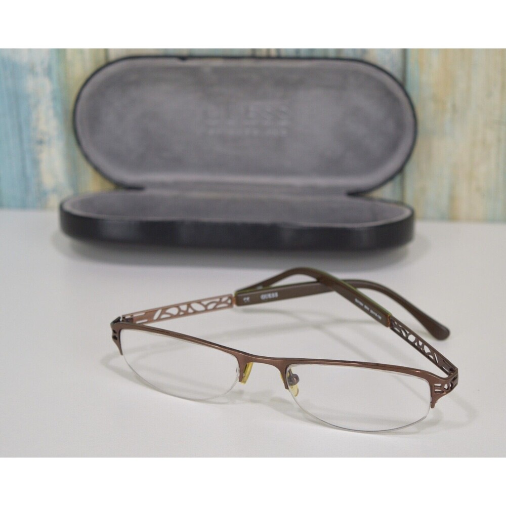 Guess Women's Glasses 1504 Cat Eye 37 Frame Grooved Metal 50 18-135 Eyeglasses